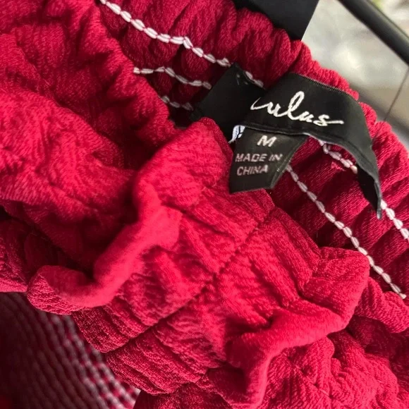 Bow Up Brick Red Smocked Strapless Wide-Leg Jumpsuit - Picture 9 of 9